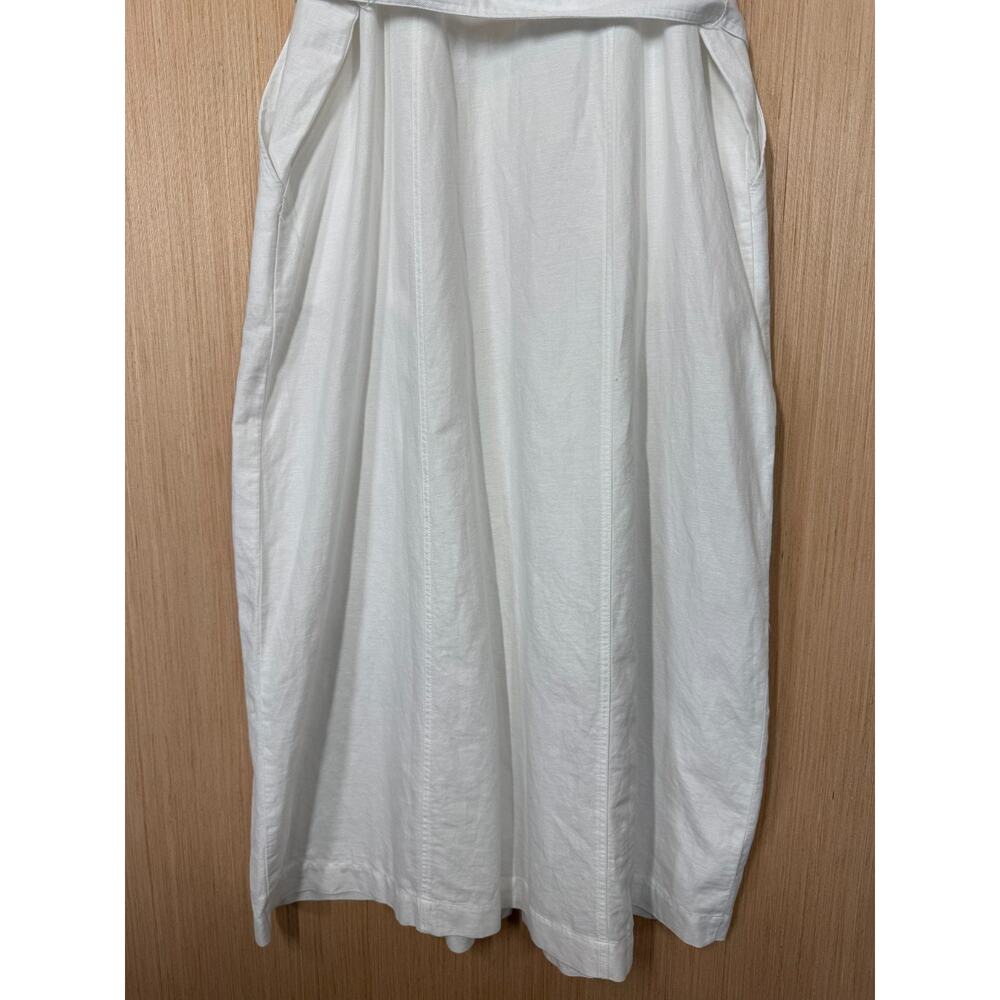 LOFT White Button-Front Midi Dress with Tie Waist - Picture 7 of 13